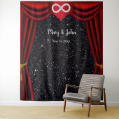 Zwart glitter Diamond Infinity Rode Gordijn Wandkleed (In situ)