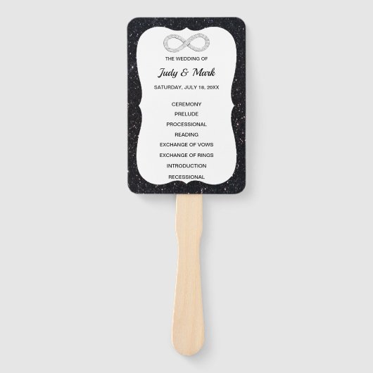 Zwart Glitter Diamond Infinity Trouwprogramma Fan Handwaaier (Voorkant)