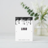 Zwart glitter-druppelaardenscherm visitekaartje (Staand voorkant)