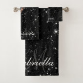 Zwart Glitter en Leopard Print Bad Handdoek (Insitu)