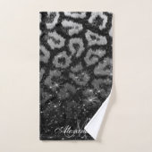 Zwart Glitter en Leopard Print Bad Handdoek (Handdoek)