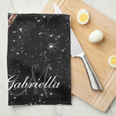 Zwart Glitter en Leopard Print Theedoek (Quarter Fold)