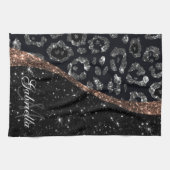 Zwart Glitter en Leopard Print Theedoek (Horizontaal)