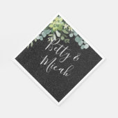 Zwart Glitter & Eucalyptus Bruiloft Servet (Hoek)