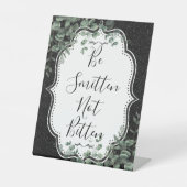 Zwart Glitter & Eucalyptus Smitten niet gebeten Reclamebord Met Voetstuk (Voorkant)