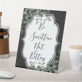 Zwart Glitter & Eucalyptus Smitten niet gebeten Reclamebord Met Voetstuk