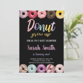 Zwart Glitter Gele Donut Uitnodigingen (Staand voorkant)