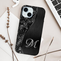 Zwart glitter Glam Bling Personalizeerd metaal