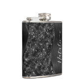 Zwart glitter Glam Bling Personalizeerd metaal Heupfles (Rechts)