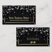 Zwart glitter Gold sociale media met glam-drift Visitekaartje (Voorkant / Achterkant)