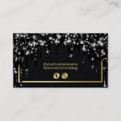 Zwart glitter Gold sociale media met glam-drift Visitekaartje (Achterkant)