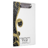 Zwart Glitter Goud Elegant Chique Glam Gepersonali Klembord (Rechts)