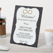 Zwart Glitter Goud Infinity Bruiloft Veiligheid Reclamebord Met Voetstuk (Insitu)
