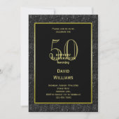 Zwart Glitter, Goud ingelijst Man Verjaardag Kaart (Voorkant)