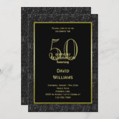 Zwart Glitter, Goud ingelijst Man Verjaardag Kaart (Voorkant / Achterkant)