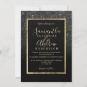 Zwart glitter goud typografie chique winter bruilo kaart (Voorkant)