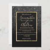 Zwart glitter goud typografie chique winter bruilo kaart (Voorkant)