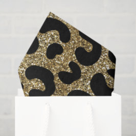 Zwart & Glitter Gouden Luipaard Dierenprint Patroo Tissuepapier