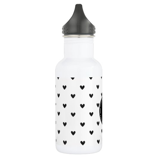 Zwart glitter hart met monogram waterfles (Links)