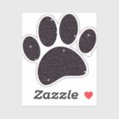 Zwart Glitter Hond Pawprint Sticker (Vel)