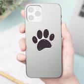 Zwart Glitter Hond Pawprint Sticker (Telefoon)