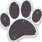 Zwart Glitter Hond Pawprint Sticker (Voorkant)