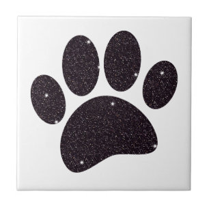 Zwart Glitter Hond Pawprint Tegeltje