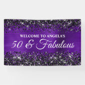 Zwart Glitter Indigo Paarse 50 & Fantastische Verj Spandoek (Horizontaal)
