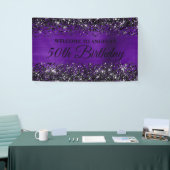 Zwart Glitter Indigo Paarse 50ste Verjaardag Welko Spandoek (Beurs)