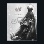 Zwart Glitter Jurk Sneeuwvlokken Sweet 16 Uitnodig<br><div class="desc">Budget Zilver Zwart Glitter Jurk Sneeuwvlokken Winter Zoet 16 Uitnodiging</div>