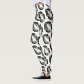 Zwart Glitter Lippen Modern Wit Leggings (Links)