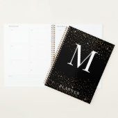 Zwart Glitter Modern Glam Monogram Planner (Display)
