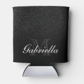 Zwart Glitter Monogram Blikjeskoeler (Voorkant)