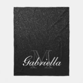 Zwart Glitter Monogram Fleece Deken (Voorkant)