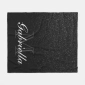 Zwart Glitter Monogram Fleece Deken (Voorkant (Horizontaal))