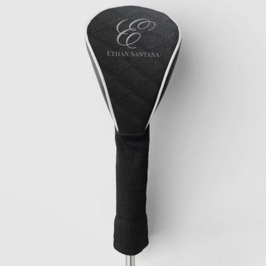 Zwart Glitter Monogram Golfheadcover (Voorkant)