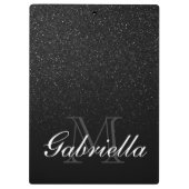 Zwart Glitter Monogram Klembord (Achterkant)