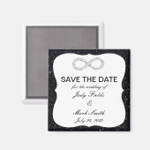 Zwart glitter oneindig sparen de Datum Magnet (Voorkant / Achterkant)