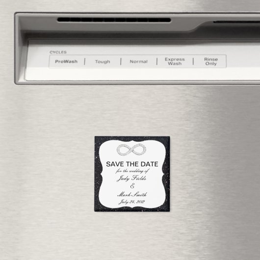 Zwart glitter oneindig sparen de Datum Magnet (Insitu (Vaatwasser))