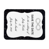 Zwart glitter oneindig sparen de Datum Magnet Magneet (Horizontaal)