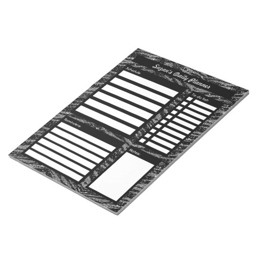 Zwart Glitter Patroon Gepersonaliseerde Dagelijkse Notitieblok (Schuin)