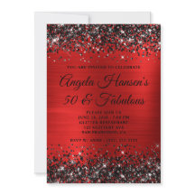 Zwart Glitter Rode Folie 50 en Fabulous Birthday