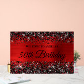 Zwart Glitter Rode Folie 50ste Verjaardag Welkom Acryl Bord (Huwelijk)