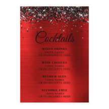 Zwart Glitter Rode Folie Cocktails Bar