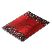 Zwart Glitter Rood Folie 50e Verjaardag Gastenboek Notitieboek (Linkerzijde)