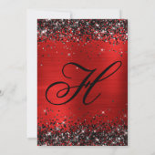 Zwart Glitter Rood Folie Monogram 50e Verjaardag Kaart (Achterkant)