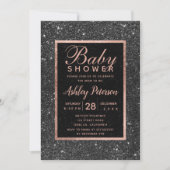 Zwart glitter roos goudtypografie baby shower kaart (Voorkant)