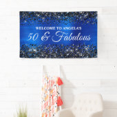 Zwart Glitter Royal Blue 50 & Fabulous Verjaardag Spandoek (Insitu)