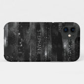 Zwart Glitter Shimmer Moderne Gepersonaliseerde Na Case-Mate iPhone Case (Achterkant (horizontaal))