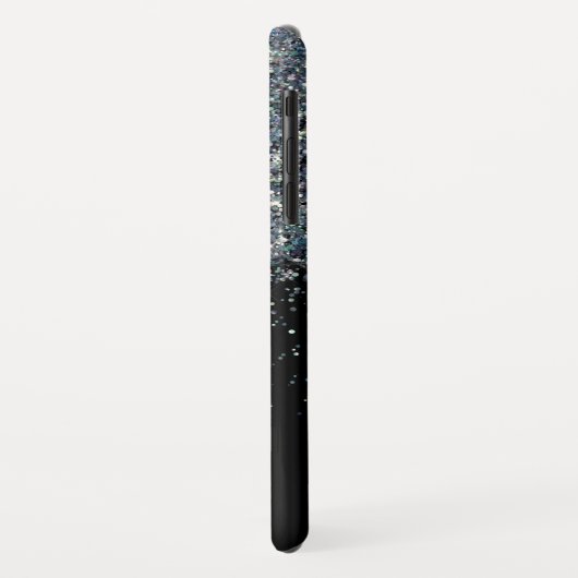 Zwart Glitter Sparkle Girly Gepersonaliseerde Naam Case-Mate iPhone Case (Achterkant/links)